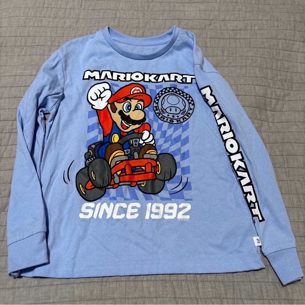 NWT GAP Blue Mario Kart Long Sleeve Tee